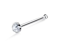 Small Rhinestone Prong Set Silver Bone Nose Stud NSKD-686
